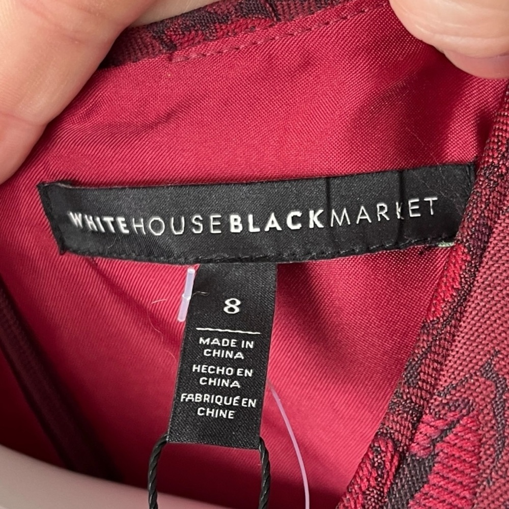 NEW White House Black Market Dress Sleeveless Jacquard Hi Lo Red Holiday Size 8 - Picture 6 of 8